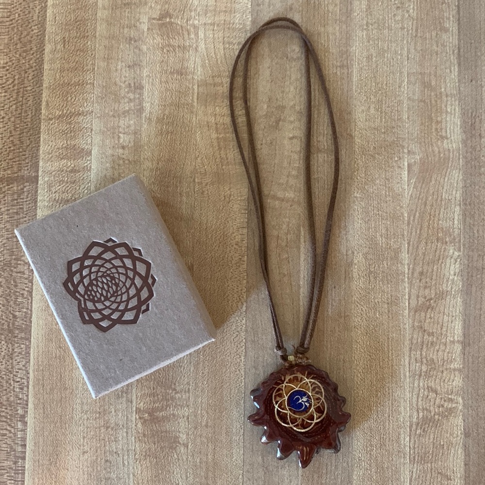 Third Eye Pinecones Crushed Lapis with Gold Seed of Life and Om